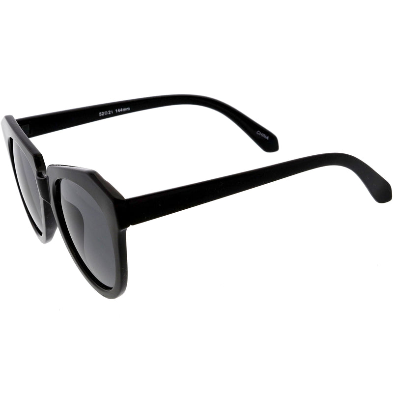 zeroUV Women's Oversize Geometric Round Cat Eye Sunglasses C938 Sunglasses White Smoke Dark Tortoise Brown Gradient,Shiny Black Lavender,Yellow Tortoise Brown,Frost White Brown Gradient,Shiny Black Smoke
