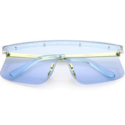 zeroUV Retro Modern Blade Cut Shield Sports Sunglasses C941 Sunglasses Alice Blue Blue