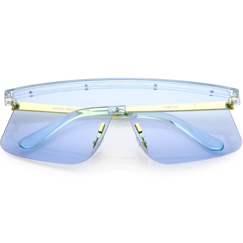 zeroUV Retro Modern Blade Cut Shield Sports Sunglasses C941 Sunglasses Alice Blue Blue