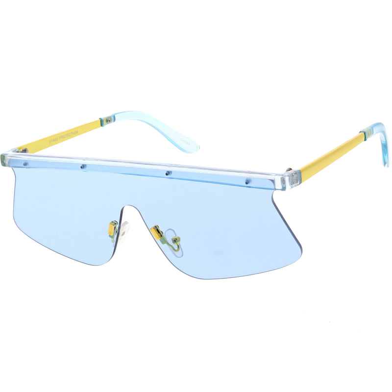 zeroUV Retro Modern Blade Cut Shield Sports Sunglasses C941 Sunglasses White Smoke Blue,Red,Clear,Yellow,Pink