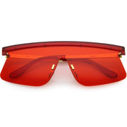 zeroUV Retro Modern Blade Cut Shield Sports Sunglasses C941 Sunglasses White Smoke Red