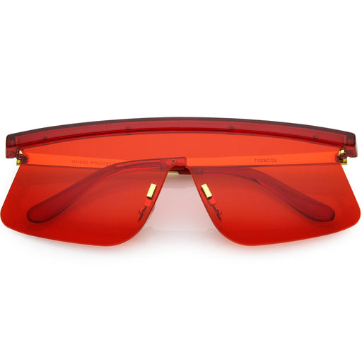 zeroUV Retro Modern Blade Cut Shield Sports Sunglasses C941 Sunglasses White Smoke Red