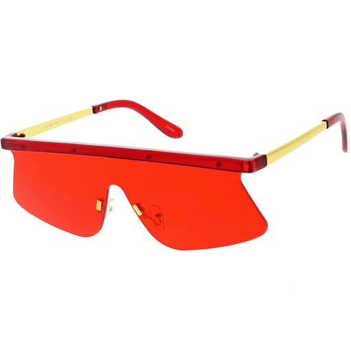 zeroUV Retro Modern Blade Cut Shield Sports Sunglasses C941 Sunglasses White Smoke Blue,Red,Clear,Yellow,Pink