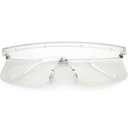 zeroUV Retro Modern Blade Cut Shield Sports Sunglasses C941 Sunglasses Lavender Clear