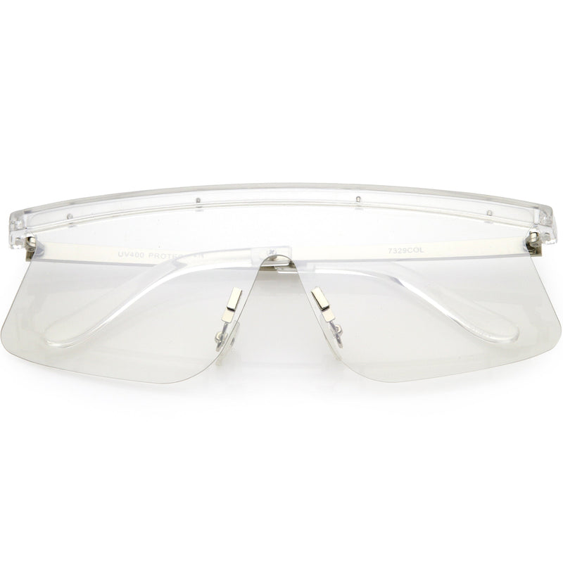 zeroUV Retro Modern Blade Cut Shield Sports Sunglasses C941 Sunglasses Lavender Clear