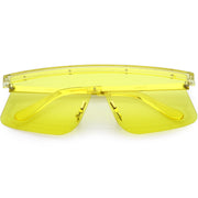 zeroUV Retro Modern Blade Cut Shield Sports Sunglasses C941 Sunglasses Khaki Yellow