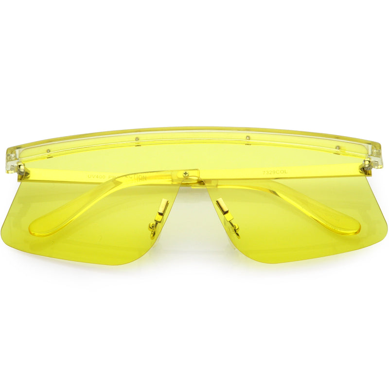 zeroUV Retro Modern Blade Cut Shield Sports Sunglasses C941 Sunglasses Khaki Yellow