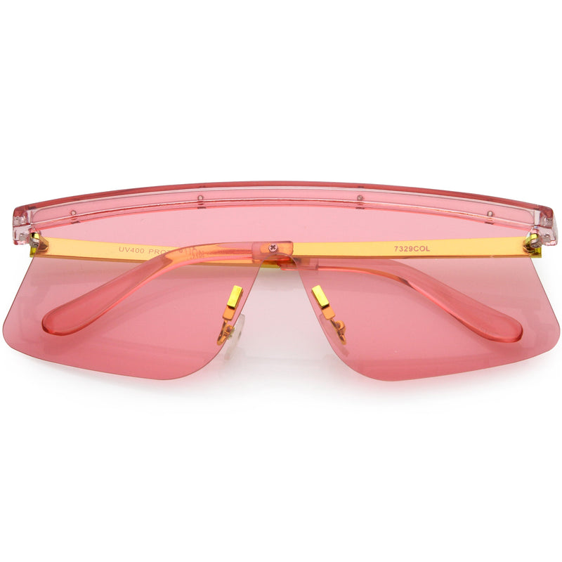 zeroUV Retro Modern Blade Cut Shield Sports Sunglasses C941 Sunglasses Dark Salmon Pink