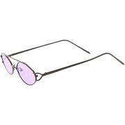 zeroUV Retro Modern Small Metal Oval Crossbar Color Tone Lens Sunglasses C944 Sunglasses White Smoke Black Purple,Silver Blue,Gold Pink,Gold Red,Gold Yellow