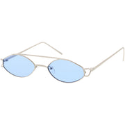 zeroUV Retro Modern Small Metal Oval Crossbar Color Tone Lens Sunglasses C944 Sunglasses White Smoke Black Purple,Silver Blue,Gold Pink,Gold Red,Gold Yellow