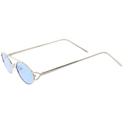 zeroUV Retro Modern Small Metal Oval Crossbar Color Tone Lens Sunglasses C944 Sunglasses White Smoke Black Purple,Silver Blue,Gold Pink,Gold Red,Gold Yellow