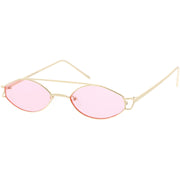 zeroUV Retro Modern Small Metal Oval Crossbar Color Tone Lens Sunglasses C944 Sunglasses White Smoke Black Purple,Silver Blue,Gold Pink,Gold Red,Gold Yellow