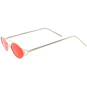 zeroUV Retro Modern Small Metal Oval Crossbar Color Tone Lens Sunglasses C944 Sunglasses White Smoke Black Purple,Silver Blue,Gold Pink,Gold Red,Gold Yellow
