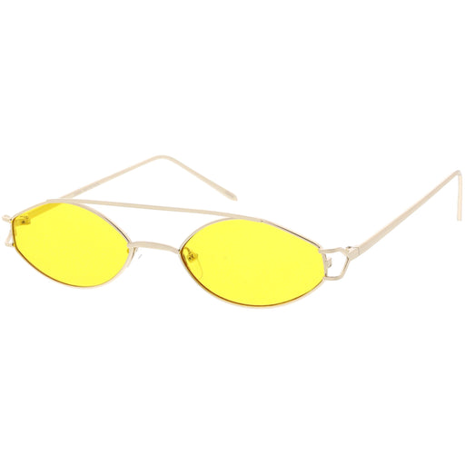 zeroUV Retro Modern Small Metal Oval Crossbar Color Tone Lens Sunglasses C944 Sunglasses White Smoke Black Purple,Silver Blue,Gold Pink,Gold Red,Gold Yellow