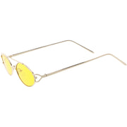 zeroUV Retro Modern Small Metal Oval Crossbar Color Tone Lens Sunglasses C944 Sunglasses White Smoke Black Purple,Silver Blue,Gold Pink,Gold Red,Gold Yellow