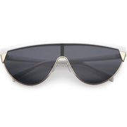 zeroUV Retro Futuristic Flat Top Mono Shield Blade Sunglasses C953 Sunglasses White Smoke White Gold Smoke