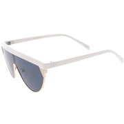 zeroUV Retro Futuristic Flat Top Mono Shield Blade Sunglasses C953 Sunglasses White Smoke White Gold Smoke,Black Gold Smoke,Tortoise Gold Smoke,Black Gunmetal Orange Mirror
