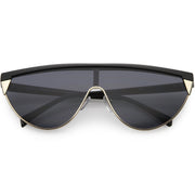 zeroUV Retro Futuristic Flat Top Mono Shield Blade Sunglasses C953 Sunglasses Dark Slate Gray White Gold Smoke,Black Gold Smoke,Tortoise Gold Smoke,Black Gunmetal Orange Mirror