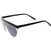 zeroUV Retro Futuristic Flat Top Mono Shield Blade Sunglasses C953 Sunglasses White Smoke White Gold Smoke,Black Gold Smoke,Tortoise Gold Smoke,Black Gunmetal Orange Mirror