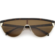 zeroUV Retro Futuristic Flat Top Mono Shield Blade Sunglasses C953 Sunglasses White Smoke Tortoise Gold Smoke