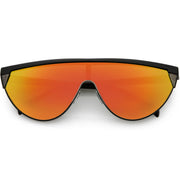zeroUV Retro Futuristic Flat Top Mono Shield Blade Sunglasses C953 Sunglasses White Smoke White Gold Smoke,Black Gold Smoke,Tortoise Gold Smoke,Black Gunmetal Orange Mirror