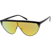 zeroUV Retro Futuristic Flat Top Mono Shield Blade Sunglasses C953 Sunglasses White Smoke White Gold Smoke,Black Gold Smoke,Tortoise Gold Smoke,Black Gunmetal Orange Mirror