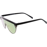 zeroUV Retro Futuristic Flat Top Mono Shield Blade Sunglasses C953 Sunglasses White Smoke White Gold Smoke,Black Gold Smoke,Tortoise Gold Smoke,Black Gunmetal Orange Mirror