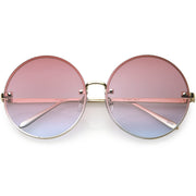 zeroUV Women's Oversize Round Rimless Color Two Tone Sunglasses C985 Sunglasses White Smoke Gold Pink Blue Fade