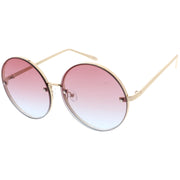 zeroUV Women's Oversize Round Rimless Color Two Tone Sunglasses C985 Sunglasses White Smoke Gold Pink Blue Fade,Black Brown Fade,Silver Blue Yellow Fade,Silver Purple Pink Fade,Gold Orange Yellow Fade