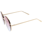 zeroUV Women's Oversize Round Rimless Color Two Tone Sunglasses C985 Sunglasses White Smoke Gold Pink Blue Fade,Black Brown Fade,Silver Blue Yellow Fade,Silver Purple Pink Fade,Gold Orange Yellow Fade