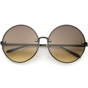 zeroUV Women's Oversize Round Rimless Color Two Tone Sunglasses C985 Sunglasses White Smoke Black Brown Fade