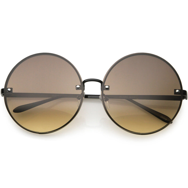 zeroUV Women's Oversize Round Rimless Color Two Tone Sunglasses C985 Sunglasses White Smoke Black Brown Fade