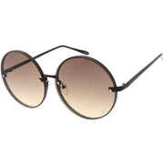 zeroUV Women's Oversize Round Rimless Color Two Tone Sunglasses C985 Sunglasses White Smoke Gold Pink Blue Fade,Black Brown Fade,Silver Blue Yellow Fade,Silver Purple Pink Fade,Gold Orange Yellow Fade