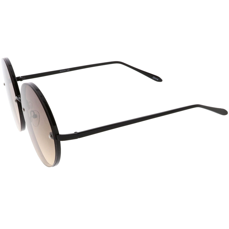 zeroUV Women's Oversize Round Rimless Color Two Tone Sunglasses C985 Sunglasses White Smoke Gold Pink Blue Fade,Black Brown Fade,Silver Blue Yellow Fade,Silver Purple Pink Fade,Gold Orange Yellow Fade