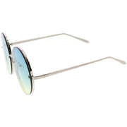 zeroUV Women's Oversize Round Rimless Color Two Tone Sunglasses C985 Sunglasses White Smoke Gold Pink Blue Fade,Black Brown Fade,Silver Blue Yellow Fade,Silver Purple Pink Fade,Gold Orange Yellow Fade