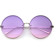 zeroUV Women's Oversize Round Rimless Color Two Tone Sunglasses C985 Sunglasses White Smoke Silver Purple Pink Fade