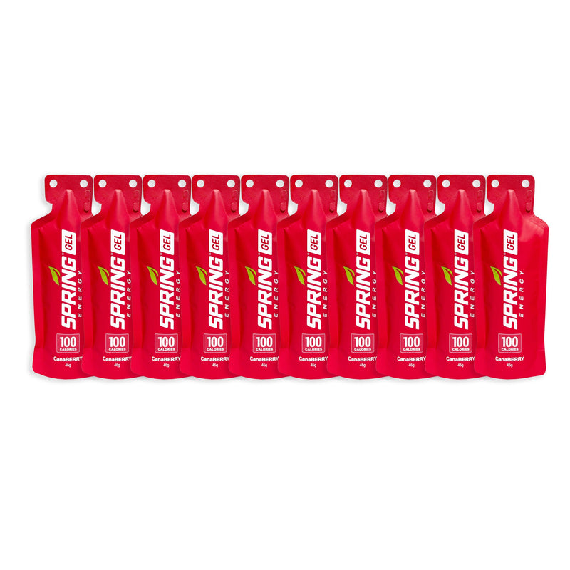 myspringenergy Strawberry Smoothie Gel (Vegan) 100 Kcal- Canaberry Gel Firebrick 10 pack