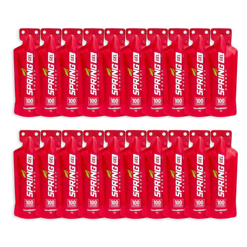 myspringenergy Strawberry Smoothie Gel (Vegan) 100 Kcal- Canaberry Gel Firebrick 20 pack