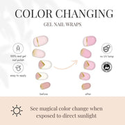 laurenbbeauty COLOR CHANGE Pink & Gold Delicate Geometric Gel Nail Wrap Nail Art Kits & Accessories White Smoke
