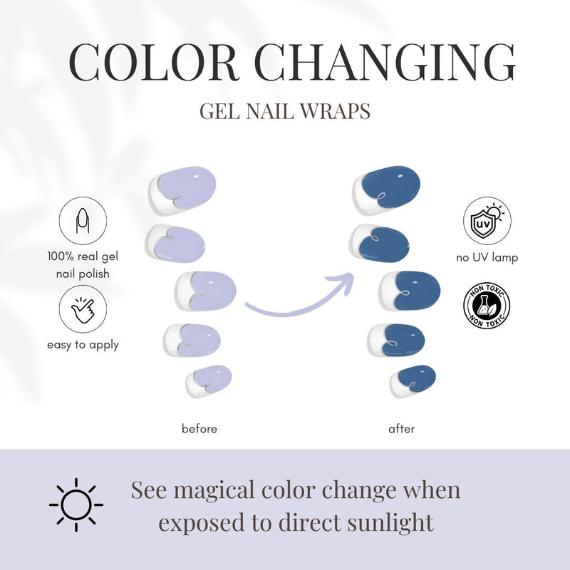 laurenbbeauty COLOR CHANGE Malibu Coastline Cobalt Gel Nail Wrap Nail Art Kits & Accessories White Smoke