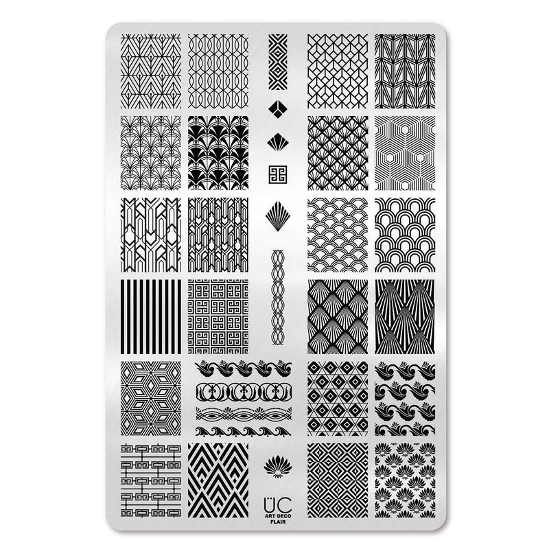 UberChic Beauty Art Deco Flair Stamping Plate Light Gray