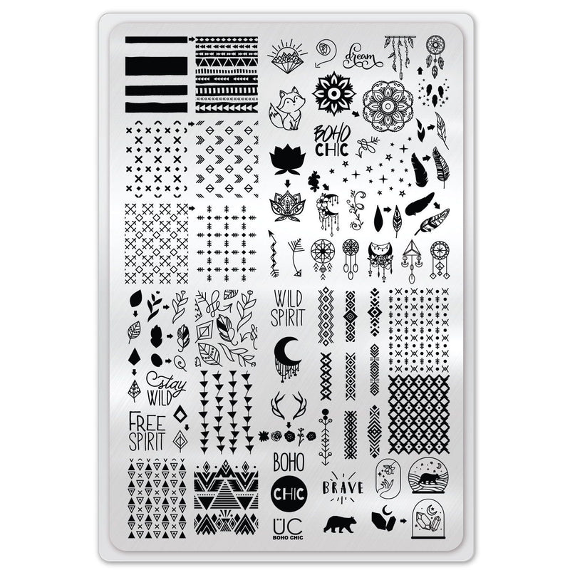UberChic Beauty Boho Chic Stamping Plate Light Gray