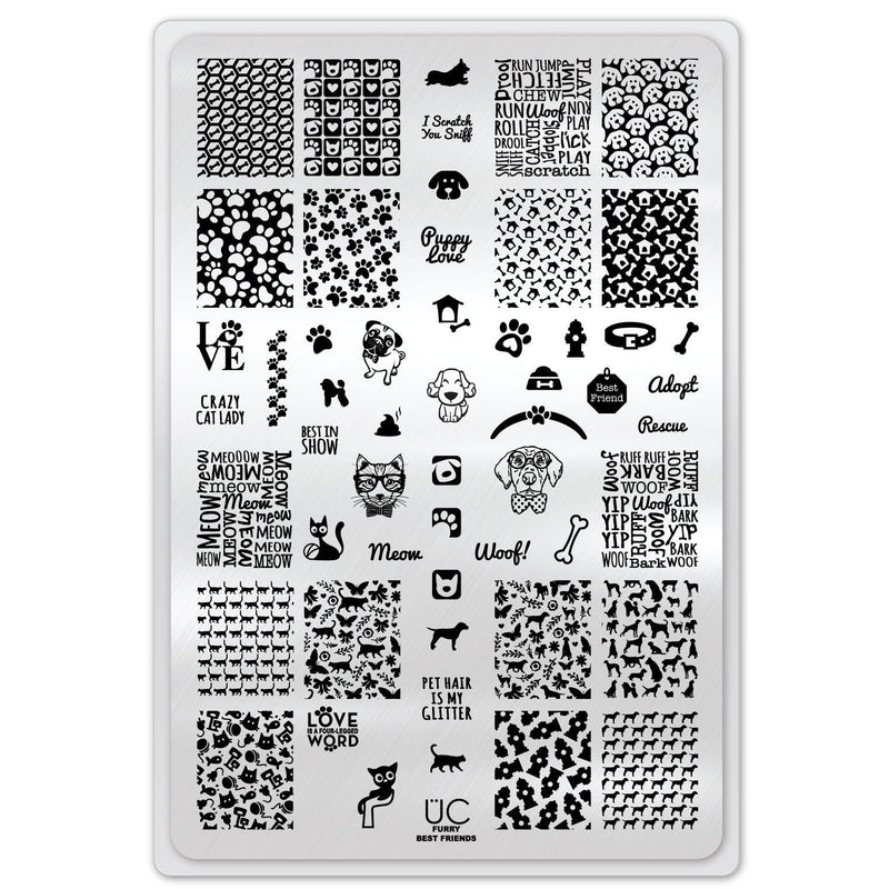 UberChic Beauty Furry Best Friends Stamping Plate Light Gray