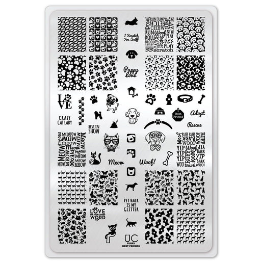 UberChic Beauty Furry Best Friends Stamping Plate Light Gray
