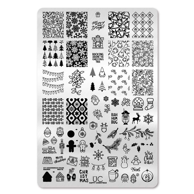 UberChic Beauty Happy Christmas, (Christmas-04) Stamping Plate Black