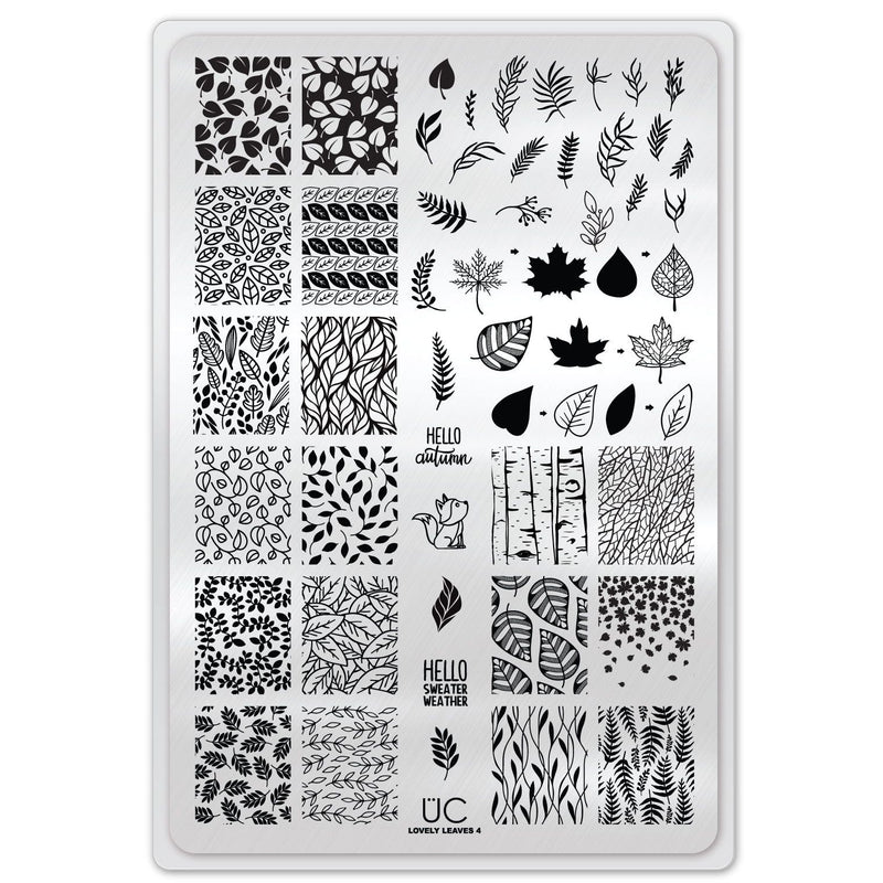 UberChic Beauty Lovely Leaves-04 Stamping Plate Light Gray