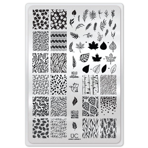 UberChic Beauty Lovely Leaves-04 Stamping Plate Light Gray