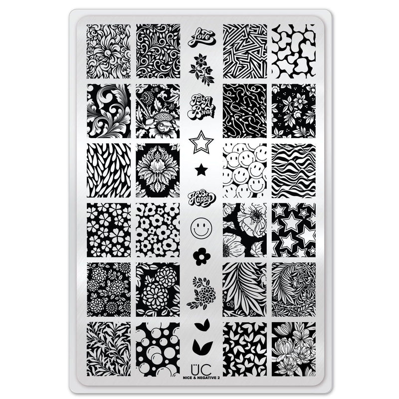 UberChic Beauty Nice & Negative-02 Stamping Plate Light Gray