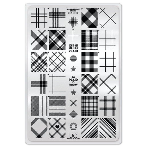UberChic Beauty Pretty In Plaid-03 Stamping Plate Light Gray