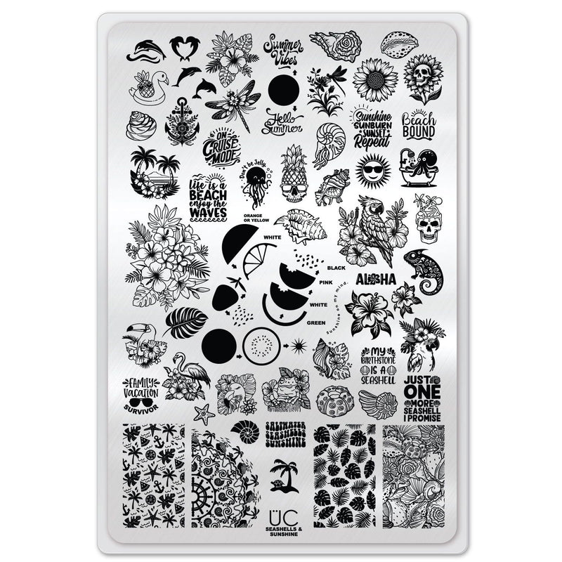 UberChic Beauty Seashells & Sunshine Stamping Plate Light Gray